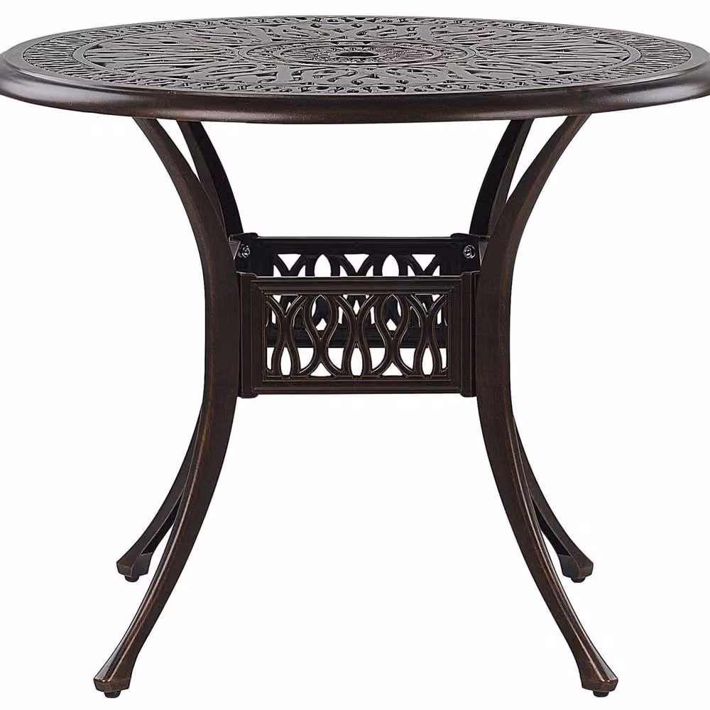 Wyld and Coco Brown Vintage Round Aluminium Garden Table, Diameter: 90 cm – 2