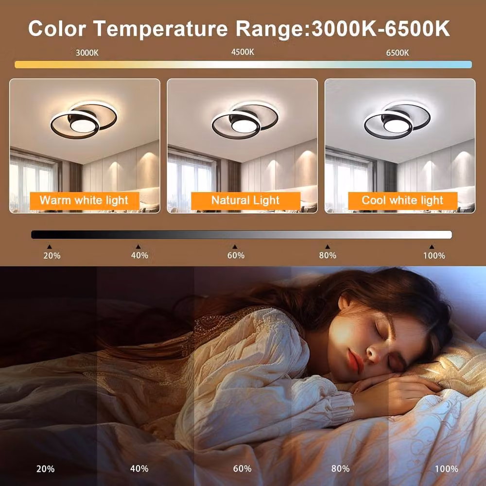 COMELY Modern Round LED Ceiling Light, 40W Dimmable with Remote Control, Black – 3