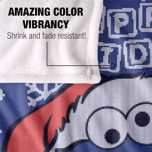 LOGOVISION Sesame Street Cookie Monster Ugly Christmas Sweater Super Soft White Throw Blanket W: 152 cm, D: 127 cm – 3