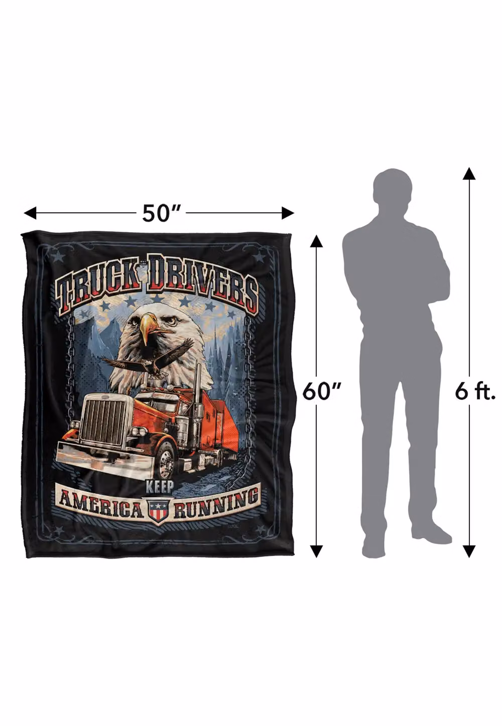 JQ Licensing Semi-Truck Drivers Keep America Running Super Soft Fleece Throw Blanket, Multicolour, W/D: 152 x 127 cm – 8