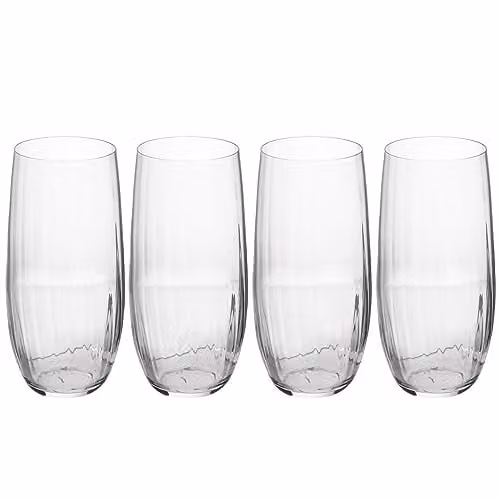 Mikasa Treviso Geometric Crystal Highball Tumbler Glasses, Set of 4, 400ml, Transparent – 1