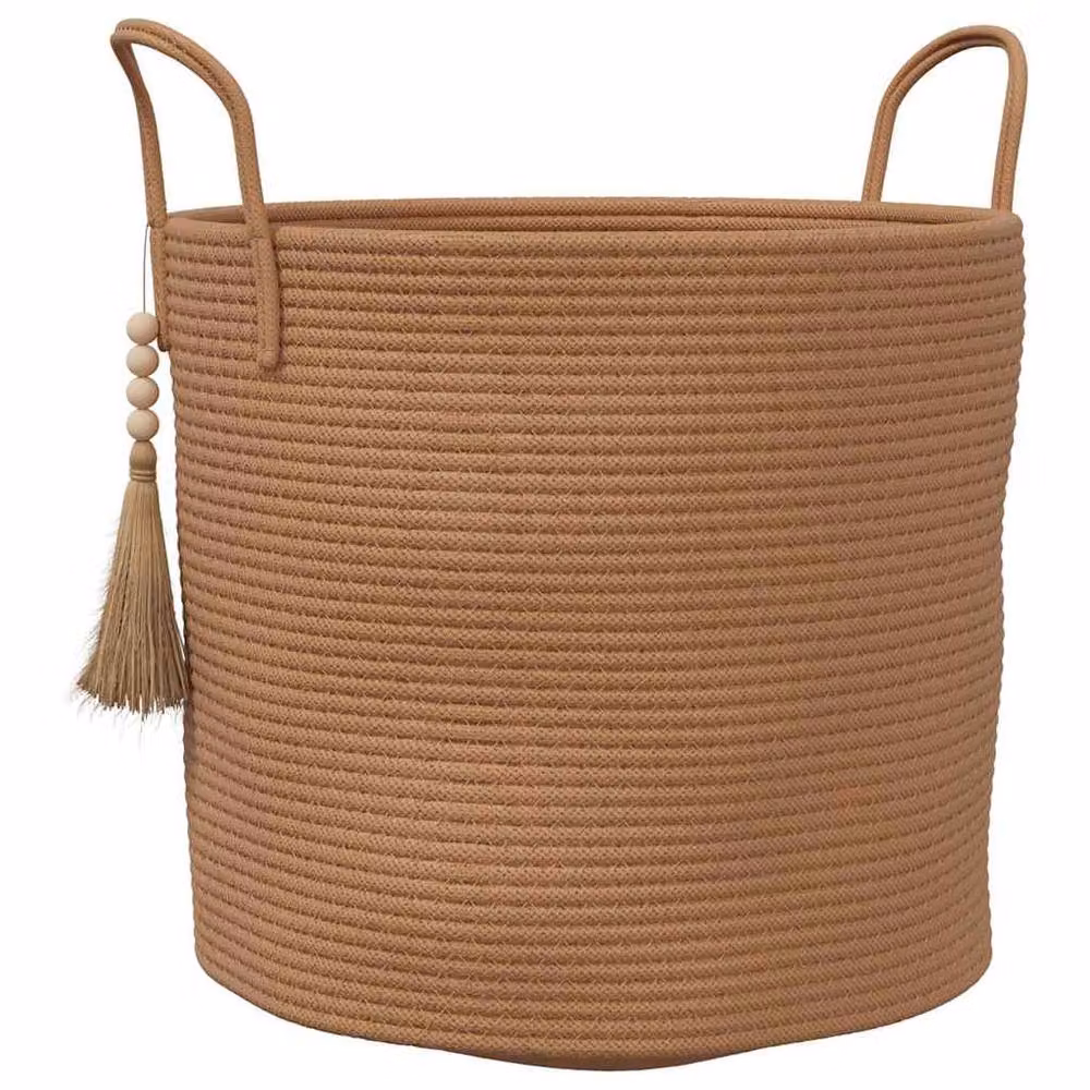 Berkfield Home Brown Cotton Storage Basket W: 40 cm, D: 35 cm, H: 35 cm – 2