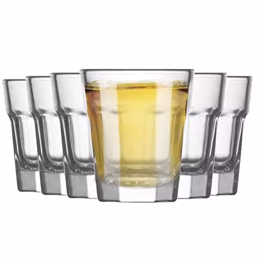 LAV Aras Geometric Shot Glasses, 45ml, Transparent, Pack of 12 – 1