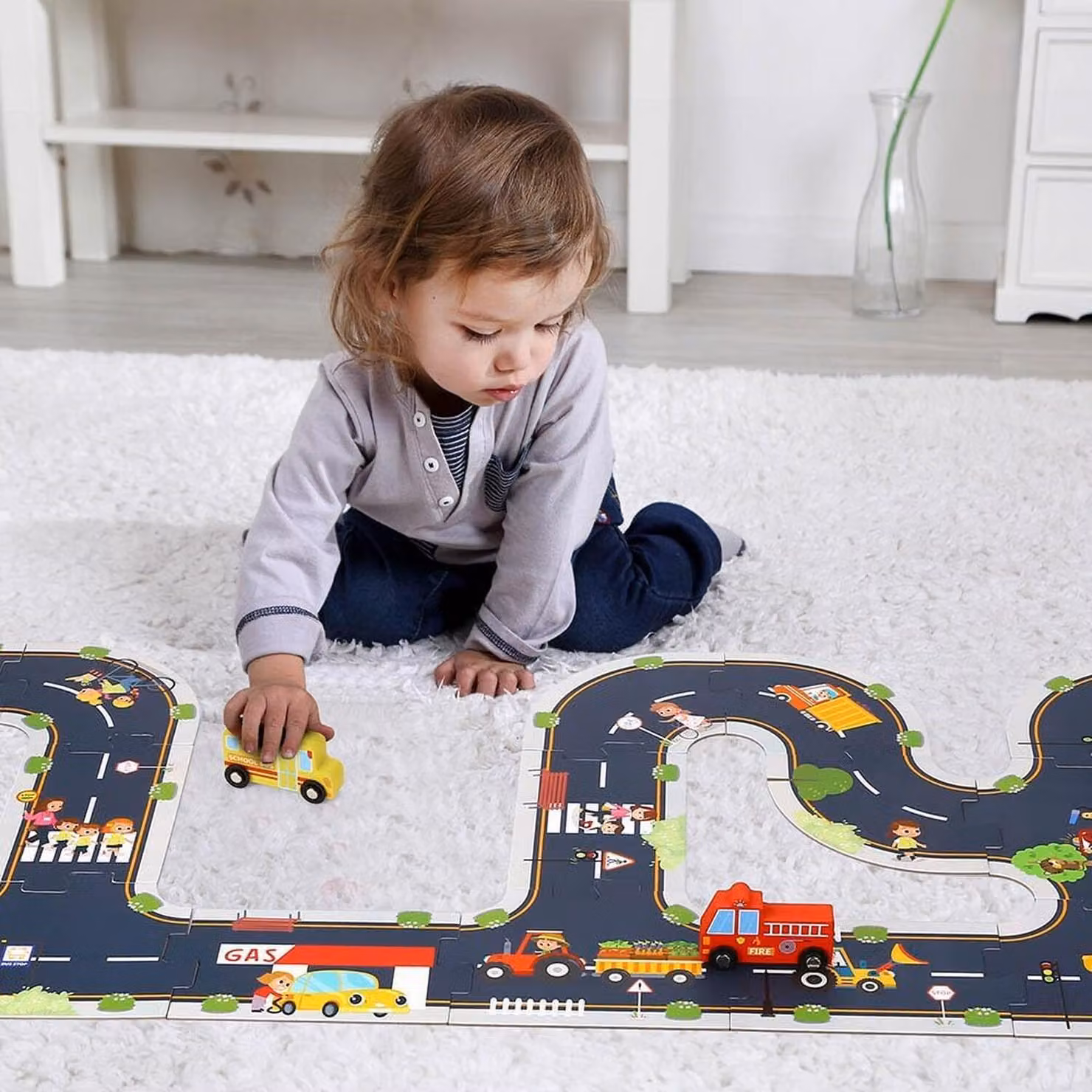Tooky Toy City Road Map 20 Piece Puzzle in Black and Multicolour – 2