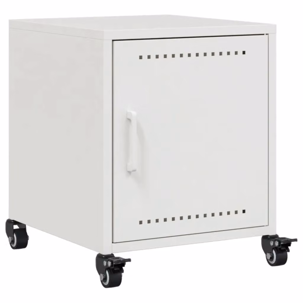 Berkfield Home White Metal Bedside Cabinet W/D/H: 36 x 39 x 43.5 cm – 2