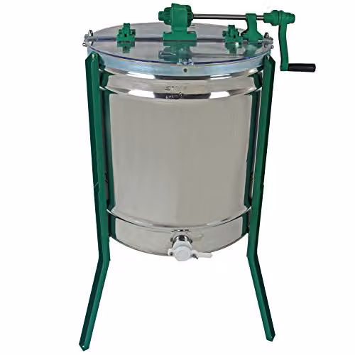 Actiasbee 9-Frame Manual Honey Extractor in Silver Stainless Steel and Transparent Acrylic