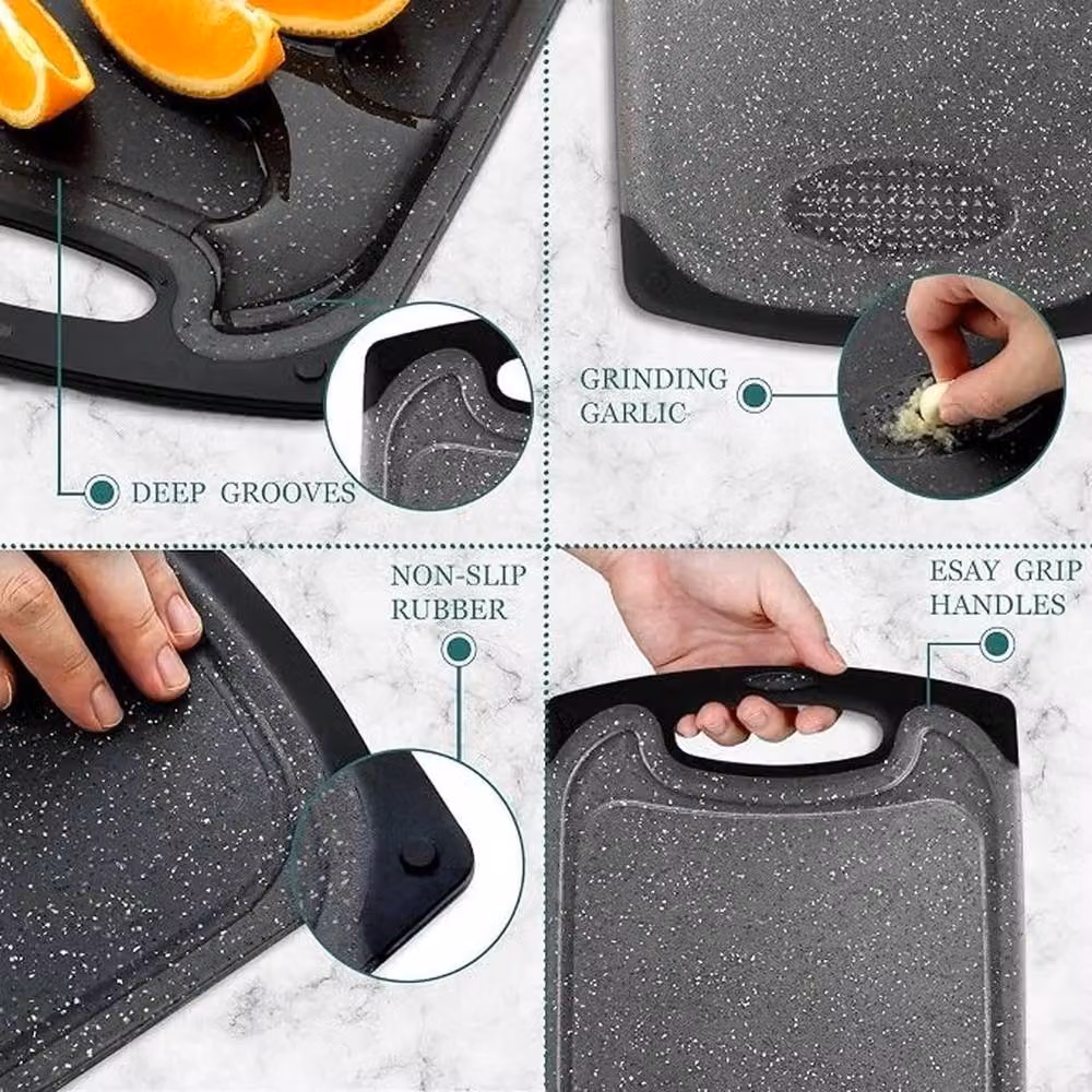 Havendro 3-Piece Non-Slip Plastic Kitchen Cutting Board Set in Grey – 5