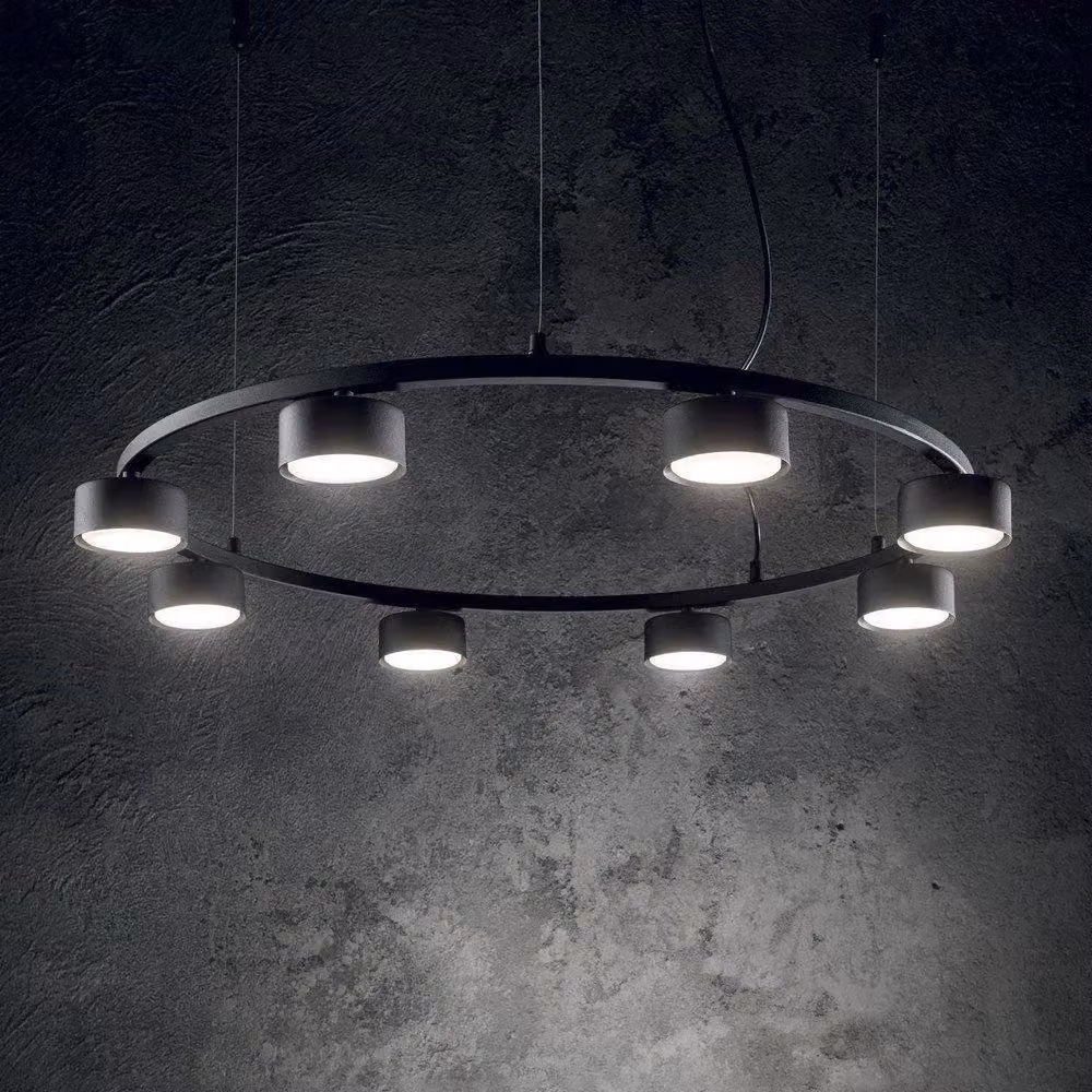 Netlighting Ideal Lux Minor Modern Circular Ceiling Pendant Lamp, Black, W/D/H: 204 x 76.5 x 76.5 cm – 2