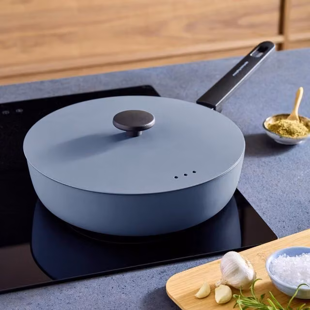 Morphy Richards Non-Stick Forged Aluminium Saute Pan, 28cm, Blue