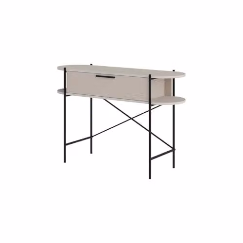 FWStyle Otis Console Table in Matt Sandstone with 1 Drawer and 2 Shelves, Black Frame