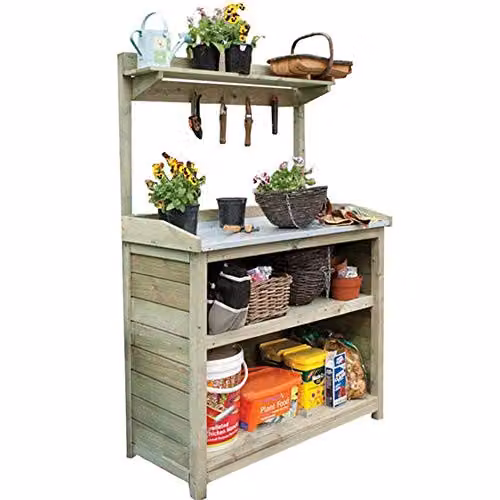 Rowlinson Premier Potting Station in Brown, W/D/H: 103 x 53 x 162 cm – 2