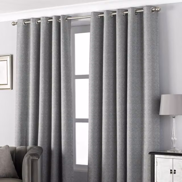 Paoletti Pendleton Dotted Eyelet Curtains in Grey and Silver, Width: 229 cm, Height: 229 cm – 1