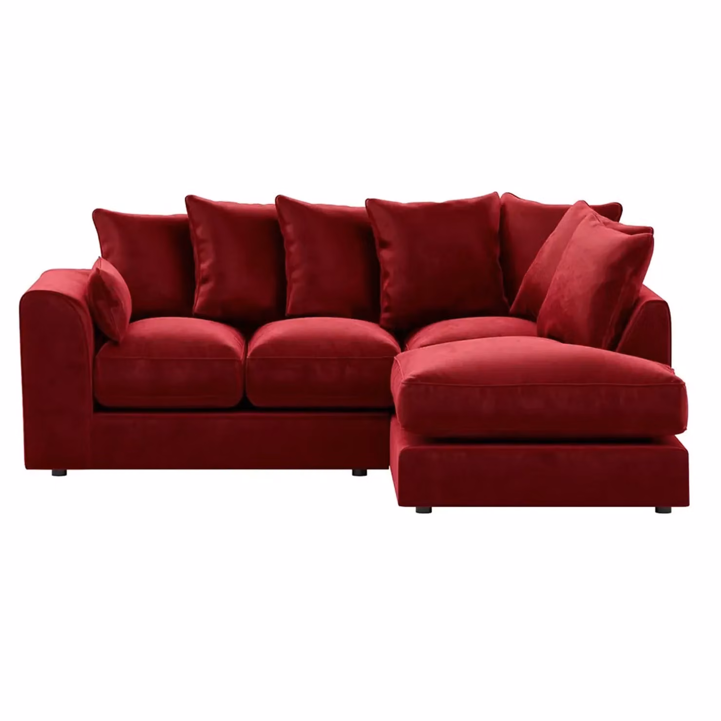Furnishings For Less UK Brooklyn Red Plush Velvet 3 to 4 Seater L Shaped Corner Sofa, Right Hand Facing – 2