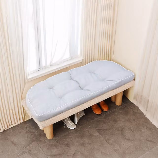 Garden Sanctuary Breathable Rectangular Patio Bench Seat Cushion in Grey Polyester
