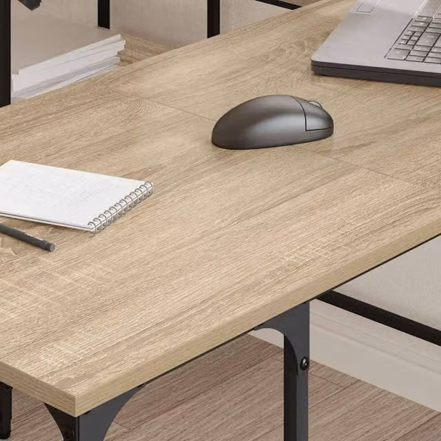Berkfield Home Sonoma Oak Writing Desk in Light Tan, W/D/H: 139 x 139 x 75 cm – 1