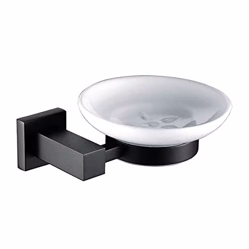 Nes Home Matte Black Square Wall Mounted Soap Dish Holder – 1