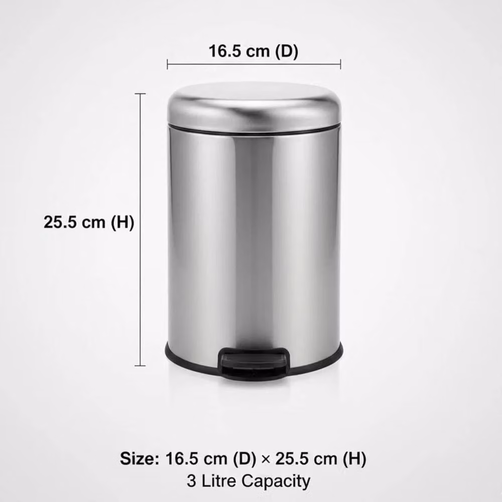 PAWNORA 3L Stainless Steel Pedal Bin with Soft Close Lid in Silver – 2