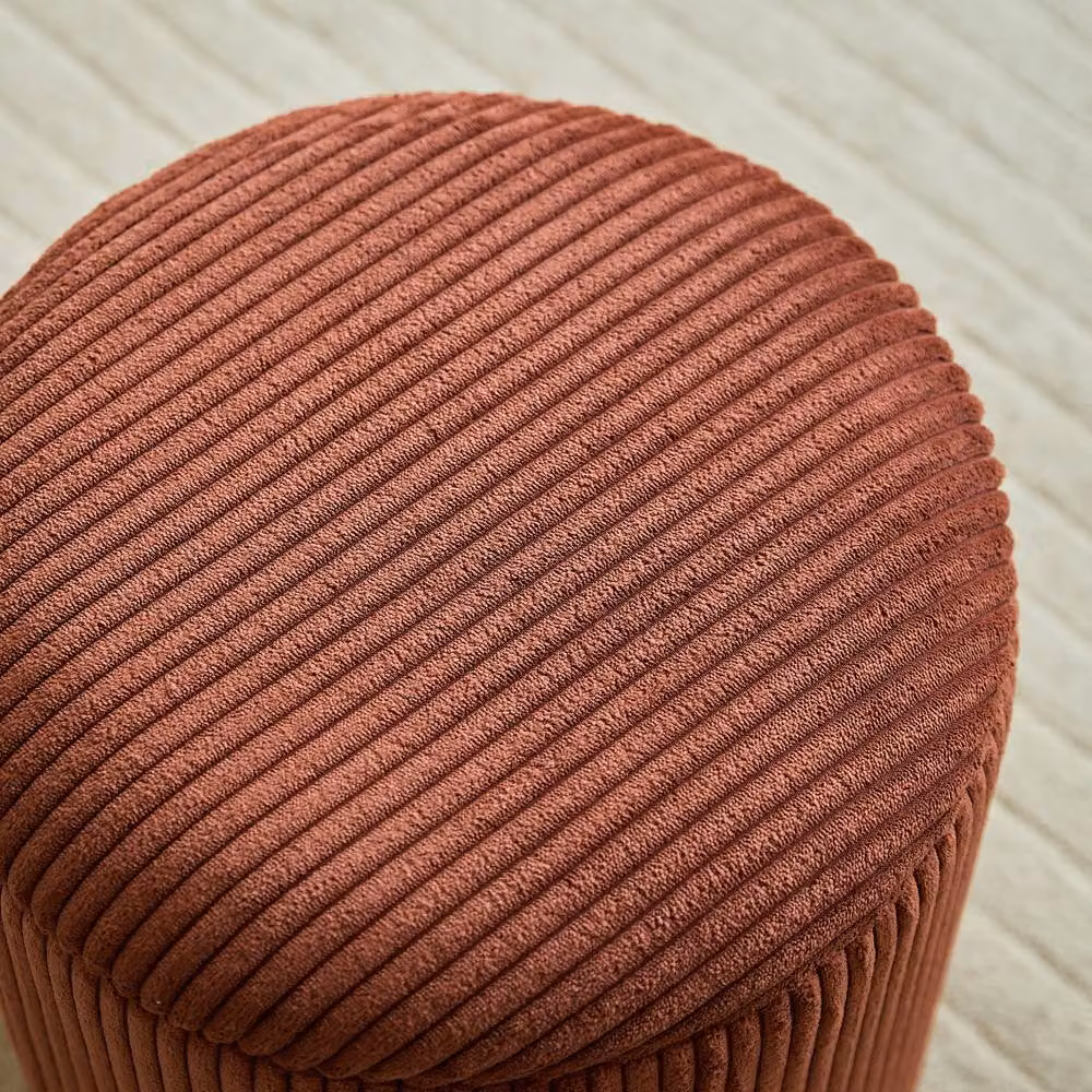 Nordlys Set of 3 Red Bouclé Fabric Poufs with Wooden Storage – 4