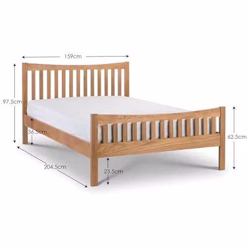Julian Bowen Mallory High Footend Oak Wooden Bed Frame, Brown, W/D/H: 140 x 200 x 110 cm – 2