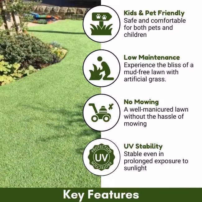 Artificial Grass GB 35mm Artificial Grass in Green, W: 400 cm, D: 300 cm – 2