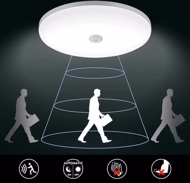 PAWNORA White LED Ceiling Light with PIR Motion Sensor