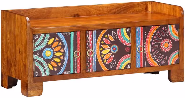 Berkfield Home Acacia and Mango Wood Shoe Bench, W/D/H: 90 x 35 x 40 cm