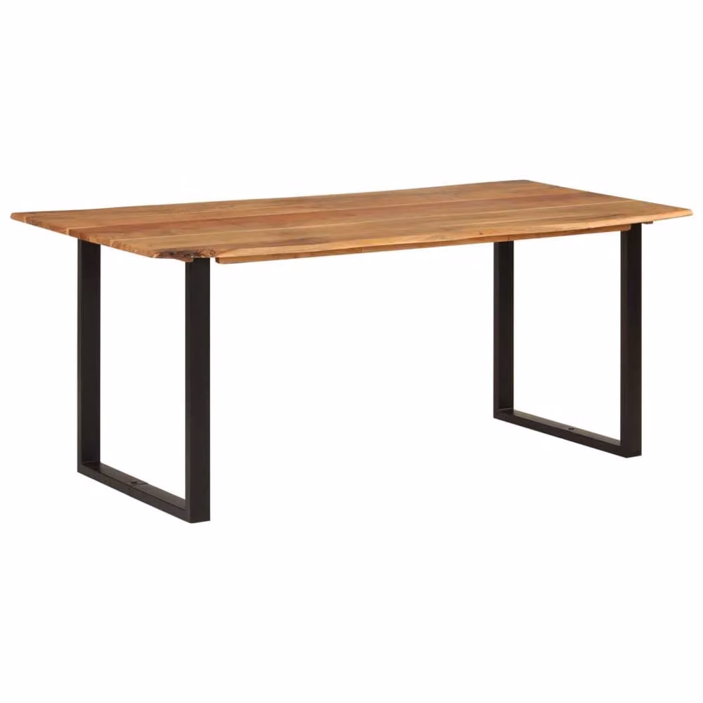 Berkfield Home Sturdy Rectangular Dining Table in Brown Solid Acacia Wood with Black Sled Base, W/D/H: 180 x 90 x 76 cm – 2
