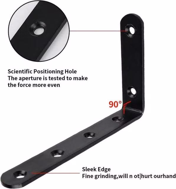 FLAVORA 10-Piece Heavy Duty Cast Iron Shelf Bracket Supports in Black, Depth: 52 cm – 1