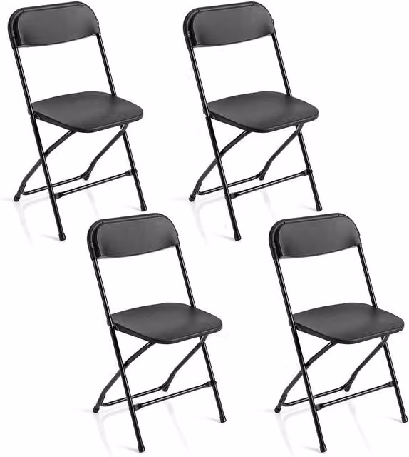 Gymax 4 Pack of Black Metal Folding Chairs – 1