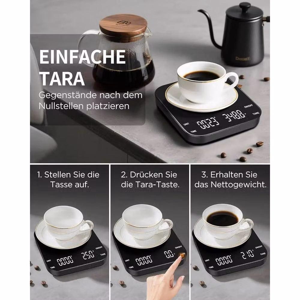 SPETLEK Digital Coffee and Kitchen Food Scales with Digital Display in Black – 3