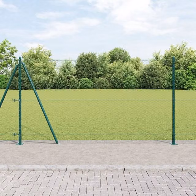 Berkfield Home Green PVC Coated Galvanised Steel Round Fencing Set of 2, W/D/H: 25 x 1.2 x 120 cm