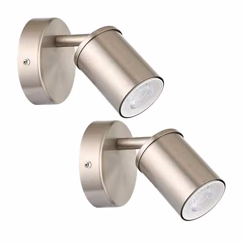 First Choice Lighting Larbert Set of 2 Adjustable LED Wall or Ceiling Spotlights in Silver Chrome Metal – 1