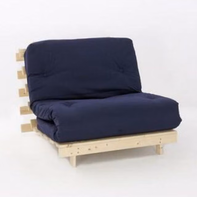 Comfy Living Navy Blue Premium Luxury Futon Sofa Bed with Solid Wood Frame, 75 x 190 cm
