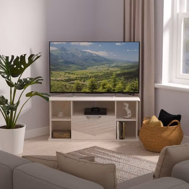 2 U Holborn Ready Assembled Corner TV Unit in Taupe/Beige – 1