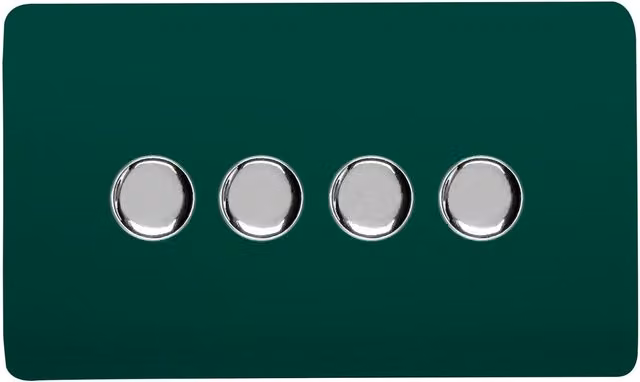 Trendi Switch 4 Gang 1 or 2 Way 150w Rotary LED Dimmer Light Switch in Green – 5