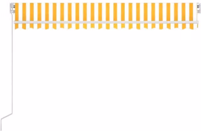Berkfield Home Manual Retractable Folding Arm Awning in Yellow and White Striped Polyester and Aluminium, W: 400 cm, D: 350 cm