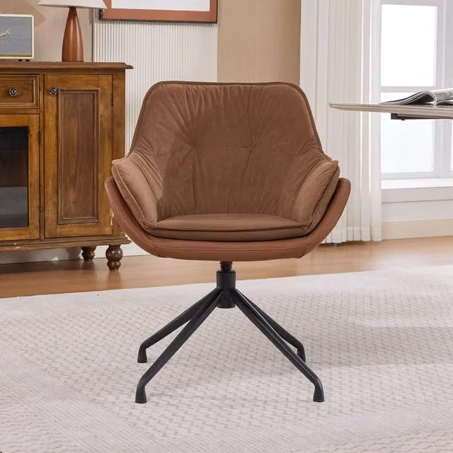 Matteo Brown Faux Leather Ergonomic Swivel Office Armchair with Auto-Return – 1