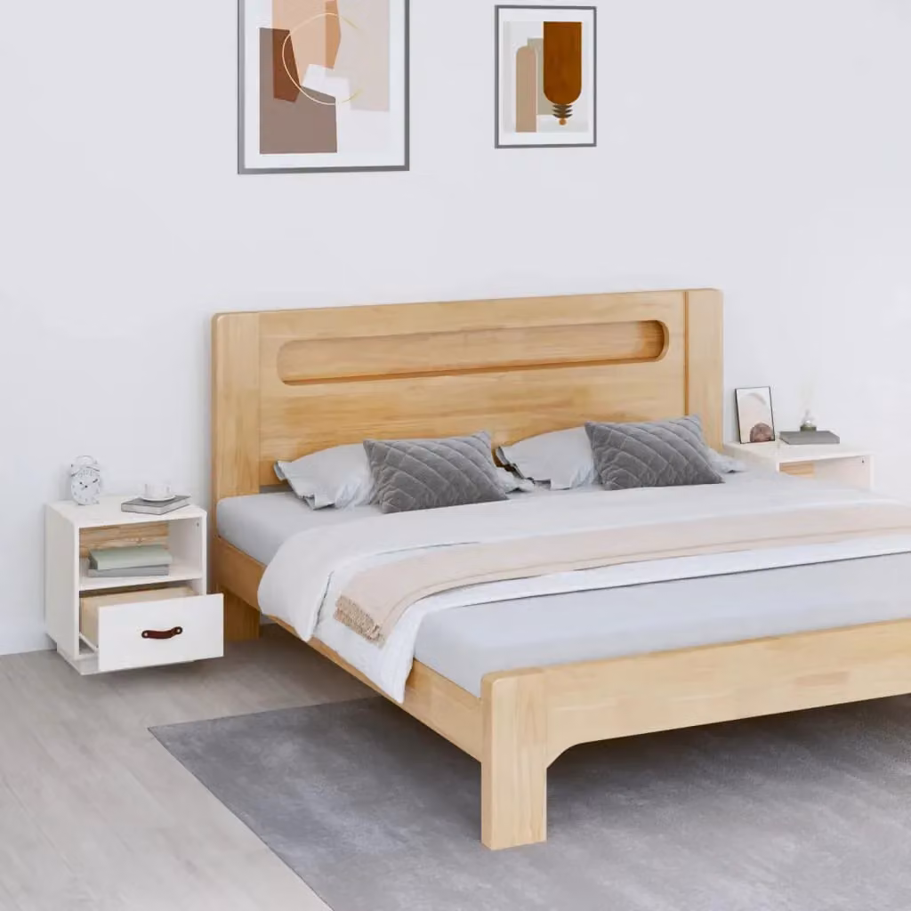 Berkfield Home Set of 2 White Solid Wood Pine Bedside Cabinets, W/D/H: 40 x 34 x 45 cm – 2