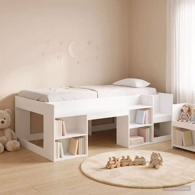 Berkfield Home Kids Bed Frame with Side Compartments and Bedside Shelf, White, W/D/H: 90 x 200 cm, Engineered Wood