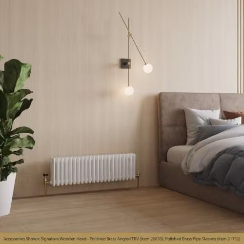 UK Radiators Alpha 4 Column White Steel Traditional Style Floor Standing Radiator W: 98.8 cm, H: 30.0 cm – 3