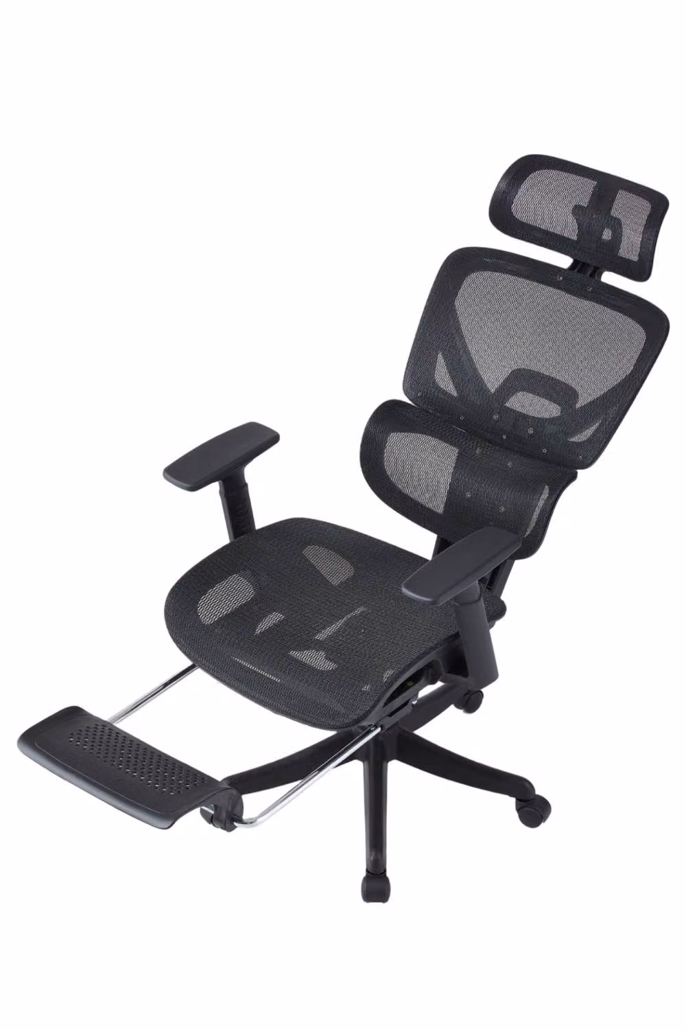 Garden Sanctuary Black Fabric Height Adjustable Swivel Task Chair with Headrest and Armrests – 3