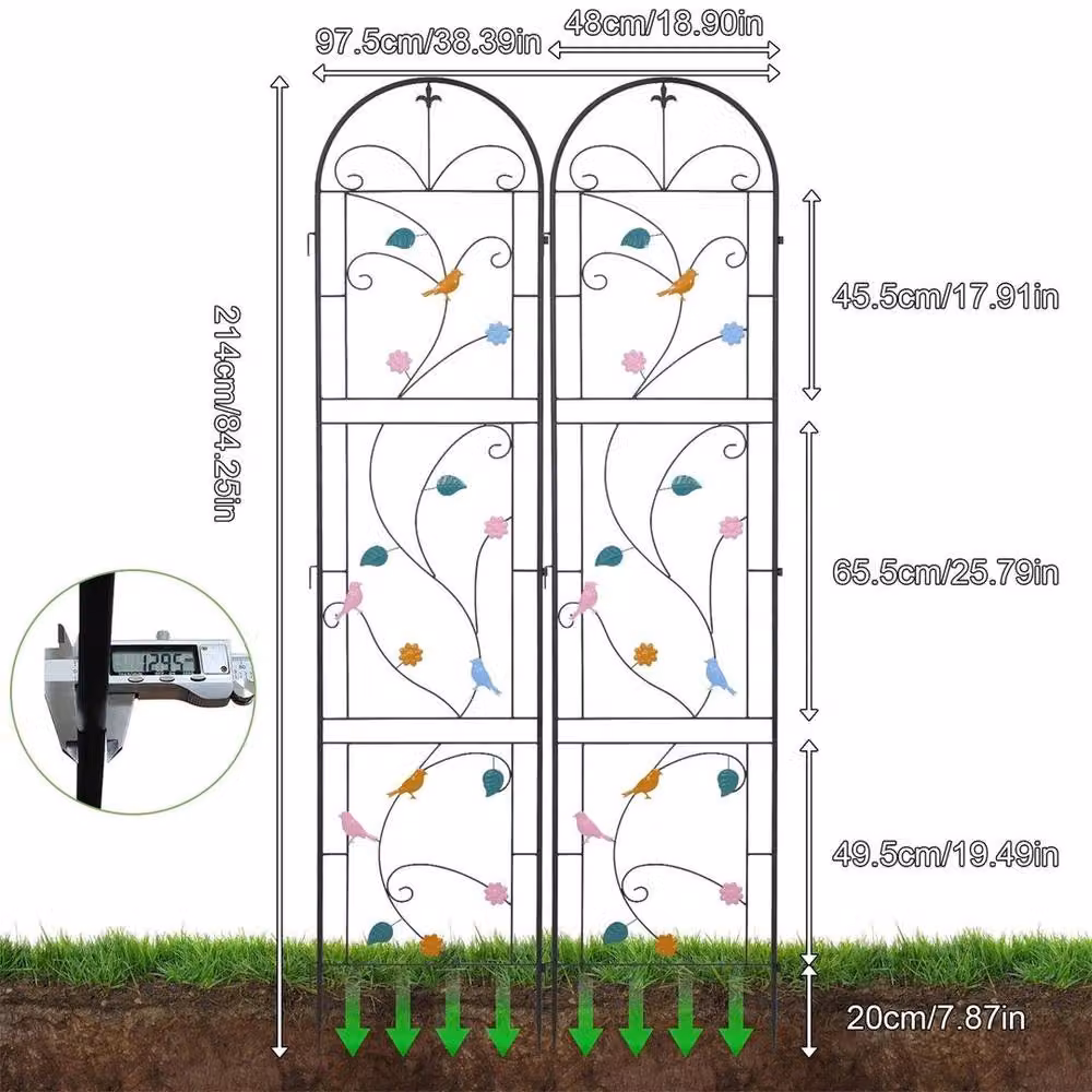 FLAVORA 2 Pack Black Metal Tall Garden Vine Trellis Support – 2