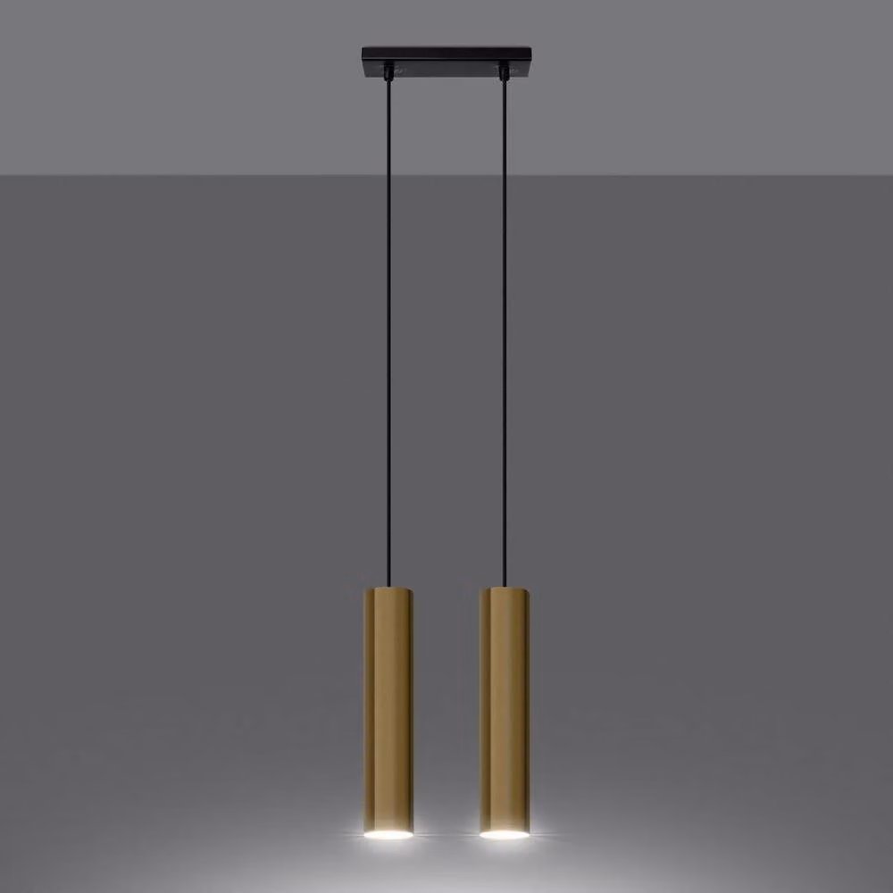 Sollux Lighting Lagos Modern 2-Light Pendant Lamp in Gold, W: 90 cm, D: 30 cm, H: 6 cm – 3