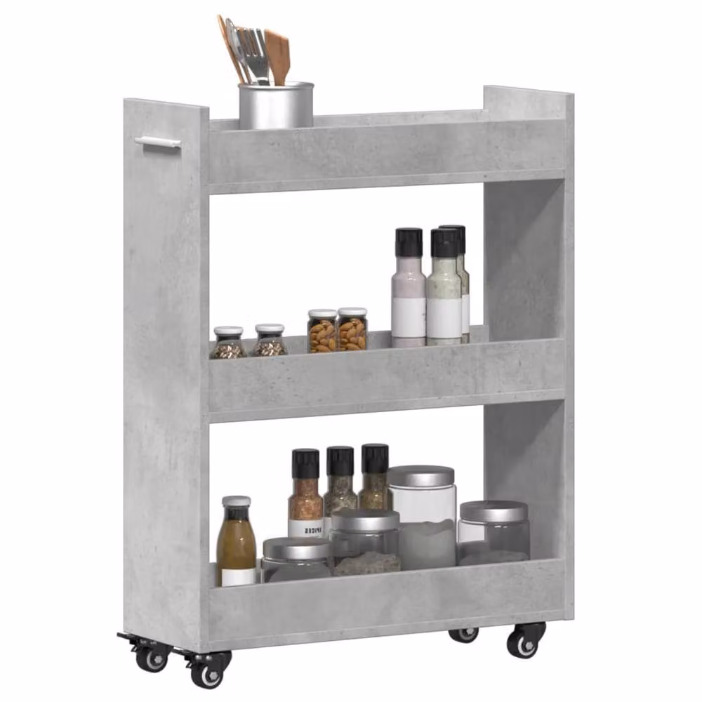 Berkfield Home Cabinet with Wheels in Concrete Grey, W/D/H: 60 x 22 x 79 cm – 3