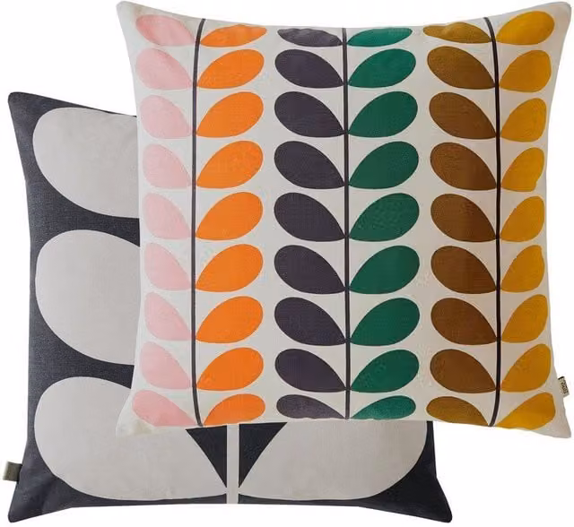 Orla Kiely Duo Stem Floral Filled Square Cushion, Multicolour, W/D/H: 50 x 50 x 50 cm