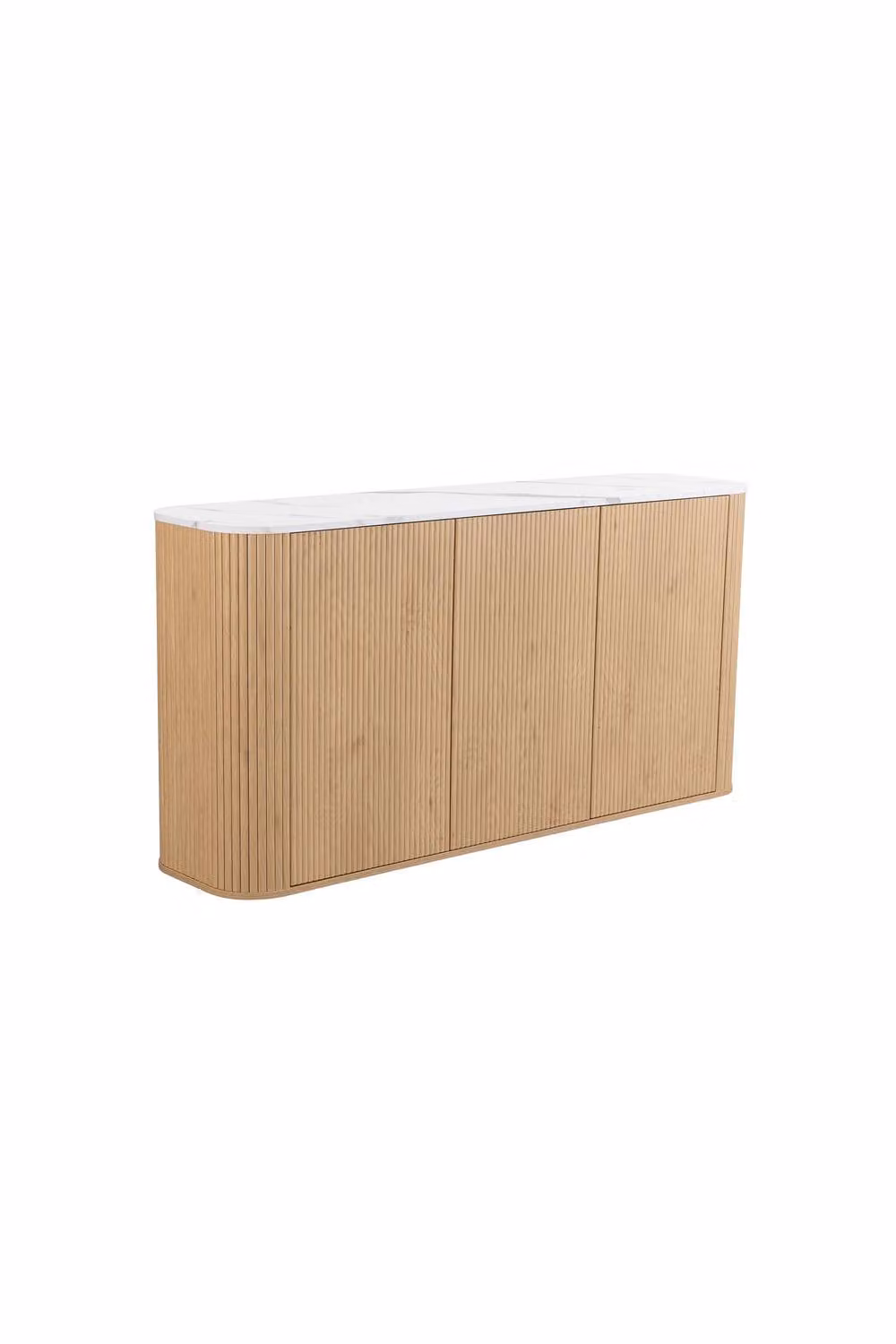 Birlea Kagu 3 Door Sideboard with Fluted Ribbed Oak and Marble Effect in Light Oak – 4