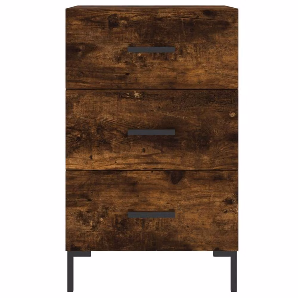 Berkfield Home Modern Bedside Cabinet in Smoked Oak Brown, W/D/H: 40 x 40 x 66 cm – 4