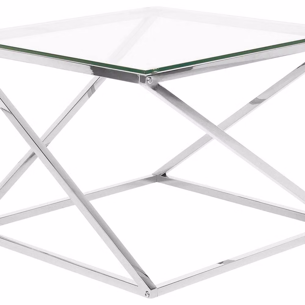 Wyld and Coco Luxe Silver Glass Coffee Table, W/D/H: 60 x 60 x 45 cm – 2