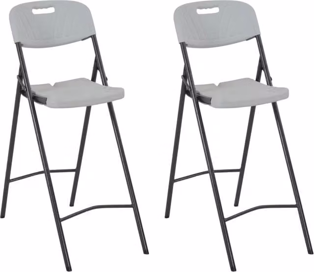 Berkfield Home Set of 2 White Folding Bar Chairs in HDPE and Steel