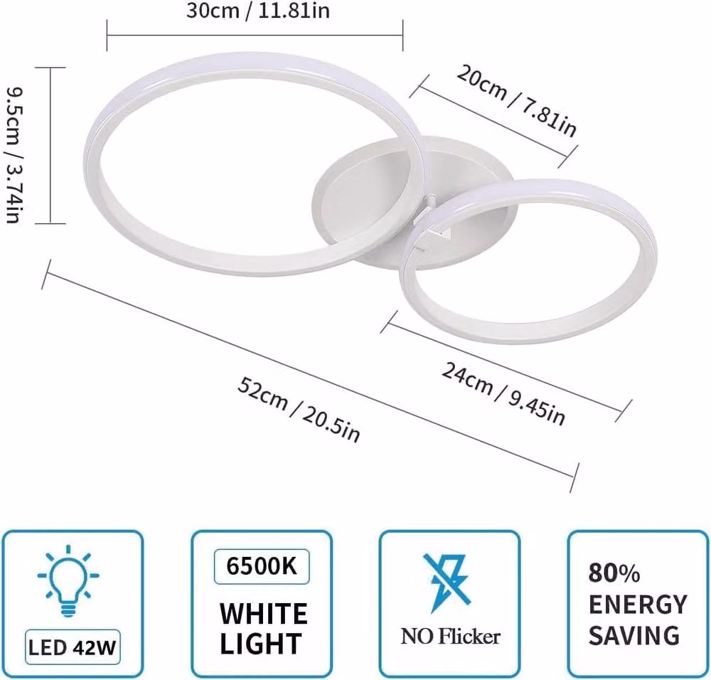 COMELY Modern Round LED Ceiling Light, 42W, White and Gold/Brass – 4